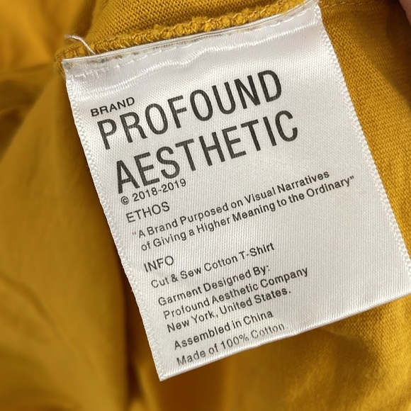 PROFOUND AESTHETIC Men's Death Of Me Short Sleeve Shirt Size M In Yellow - Picture 4 of 4